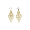 Statement Iron Leaf Hollow Tassel Drop Earrings, Trendy Metal Hook Earrings For Women view 5