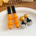 Ethnic Style Faux Pearl Wood Tassel Drop Earrings With Geometric Round Design view 4