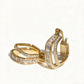 Minimalist Small Double Layer Micro Pave Zircon Hoop Earrings, Delicate Daily Women's Jewelry view 3