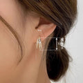 Minimalist Small Double Layer Micro Pave Zircon Hoop Earrings, Delicate Daily Women's Jewelry view 4