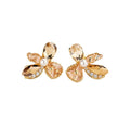 14K Gold Plated French Light Luxury Crystal Flower Faux Pearl Stud Earrings For Women view 5