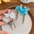 Elegant Blue Acrylic Flower Petal Tassel Drop Earrings With Silver Needle Posts For Women view 2