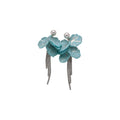Elegant Blue Acrylic Flower Petal Tassel Drop Earrings With Silver Needle Posts For Women view 5