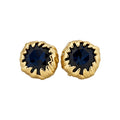 18K Gold Plated Copper French Vintage Lava Stud Earrings With Blue Gemstone And Silver Posts view 5