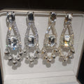 Luxury Crystal Copper Long Drop Earrings For Women, Rhinestone Teardrop Vintage Court Banquet Style view 1