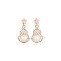 Chinese Style Cat Eye Resin Gourd Flower Stud Earrings For Women Light Luxury Geometric OL Jewelry view 5