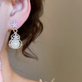 Chinese Style Cat Eye Resin Gourd Flower Stud Earrings For Women Light Luxury Geometric OL Jewelry view 3