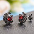Halloween Sweet Cool Red Heart Stud Earrings With Moon Thorn Heart, Dark Elegant Jewelry view 2