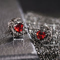 Halloween Sweet Cool Red Heart Stud Earrings With Moon Thorn Heart, Dark Elegant Jewelry view 4