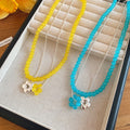 Dopamine Sweet Artificial Crystal Beaded Flower Double Layer Necklace For Women Vacation Style view 2