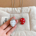 Sweet 3D Strawberry Pendant Alloy Necklace With Sparkling Rhinestone Old Money Vacation Style view 4
