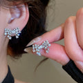 Light Luxury Copper Bow Pearl Zircon Necklace Ring Earrings Jewelry Set For Women Korean Style view 4
