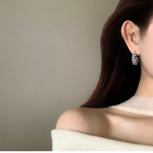 Elegant Retro Faux Pearl Geometric Round Hoop Earrings For Women Light Luxury 2026