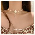 French Vintage Flower Pearl Necklace For Women, Style Light Luxury Collarbone Choker view 3