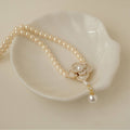 French Vintage Flower Pearl Necklace For Women, Style Light Luxury Collarbone Choker view 4