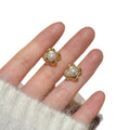 French Retro Camellia Faux Pearl Stud Earrings For Women, Light Luxury Floral OL Style view 5