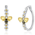 Cute Bee Hoop Earrings For Women With Delicate Zircon, Fresh Pastoral Style Jewelry view 1