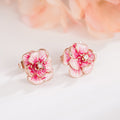 Forest Style Light Luxury 3D Painted Oil Flower Stud Earrings For Women, Sweet Elegant Jewelry view 3