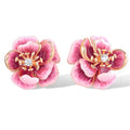Forest Style Light Luxury 3D Painted Oil Flower Stud Earrings For Women, Sweet Elegant Jewelry view 1