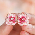 Forest Style Light Luxury 3D Painted Oil Flower Stud Earrings For Women, Sweet Elegant Jewelry view 2