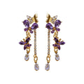 Purple Butterfly Tassel Drop Earrings Light Luxury Alloy Statement Ear Studs For Daily Wear view 5