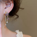 Purple Butterfly Tassel Drop Earrings Light Luxury Alloy Statement Ear Studs For Daily Wear view 4