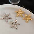 Minimalist Iron Metal Flower Star Stud Earrings With Silver Pins For Women view 4