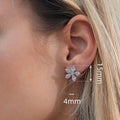 Minimal Light Luxury Cubic Zirconia Flower Stud Earrings For Brides And Daily Wear view 4