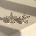 Minimal Light Luxury Cubic Zirconia Flower Stud Earrings For Brides And Daily Wear view 2