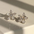 Minimal Light Luxury Cubic Zirconia Flower Stud Earrings For Brides And Daily Wear view 1