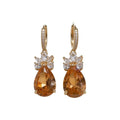 Light Luxury Copper Rhinestone Waterdrop Stud Earrings French Chic Niche Design For Women view 5
