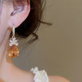 Light Luxury Copper Rhinestone Waterdrop Stud Earrings French Chic Niche Design For Women view 3