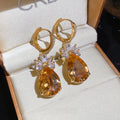 Light Luxury Copper Rhinestone Waterdrop Stud Earrings French Chic Niche Design For Women view 4