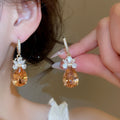 Light Luxury Copper Rhinestone Waterdrop Stud Earrings French Chic Niche Design For Women view 1