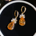 Light Luxury Copper Rhinestone Waterdrop Stud Earrings French Chic Niche Design For Women view 2