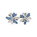Blue Cat Eye Stone Flower Stud Earrings With Silver Posts, Light Luxury Versatile Style view 5