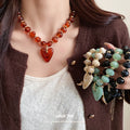 Acrylic Oval Heart Jewelry Set Vintage OL Style Elegant Niche Design for Women view 2