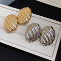 European Style Oval C Shape Iron Stud Earrings For Women Vintage Geometric Fashion Ear Jewelry view 4