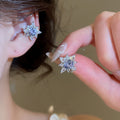 Light Luxury Copper Zircon Round Flower Ear Cuff Clip-on Earrings for Women view 1