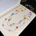 Sweet Dopamine Color Faux Crystal Round Beaded Necklace Bracelet Jewelry Set For Summer view 4