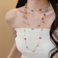 Sweet Dopamine Color Faux Crystal Round Beaded Necklace Bracelet Jewelry Set For Summer view 3