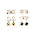 Vintage Elegant Faux Pearl Stud Earrings Jewelry Set, Light Luxury Round Geometric Fashion Earrings view 5