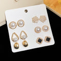 Vintage Elegant Faux Pearl Stud Earrings Jewelry Set, Light Luxury Round Geometric Fashion Earrings view 3