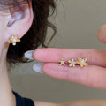 Light Luxury Copper Zircon Starfish Butterfly Flower Stud Earrings Jewelry Set view 2