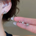 Light Luxury Copper Zircon Starfish Butterfly Flower Stud Earrings Jewelry Set view 4