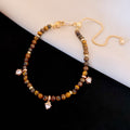Vintage Maillard Style Natural Tiger Eye Lucky Bead Bangle For Women Light Luxury Designer Jewelry view 2