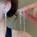 Copper Zircon Tassel Clip-on Earrings Geometric Minimalist Luxury Banquet Dress Jewelry view 1