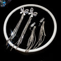 Copper Zircon Tassel Clip-on Earrings Geometric Minimalist Luxury Banquet Dress Jewelry view 2