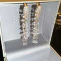 Light Luxury Geometric Zircon Faux Pearl Tassel Drop Earrings For Banquet Dresses view 2