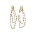 Light Luxury Geometric Zircon Faux Pearl Tassel Drop Earrings For Banquet Dresses view 5